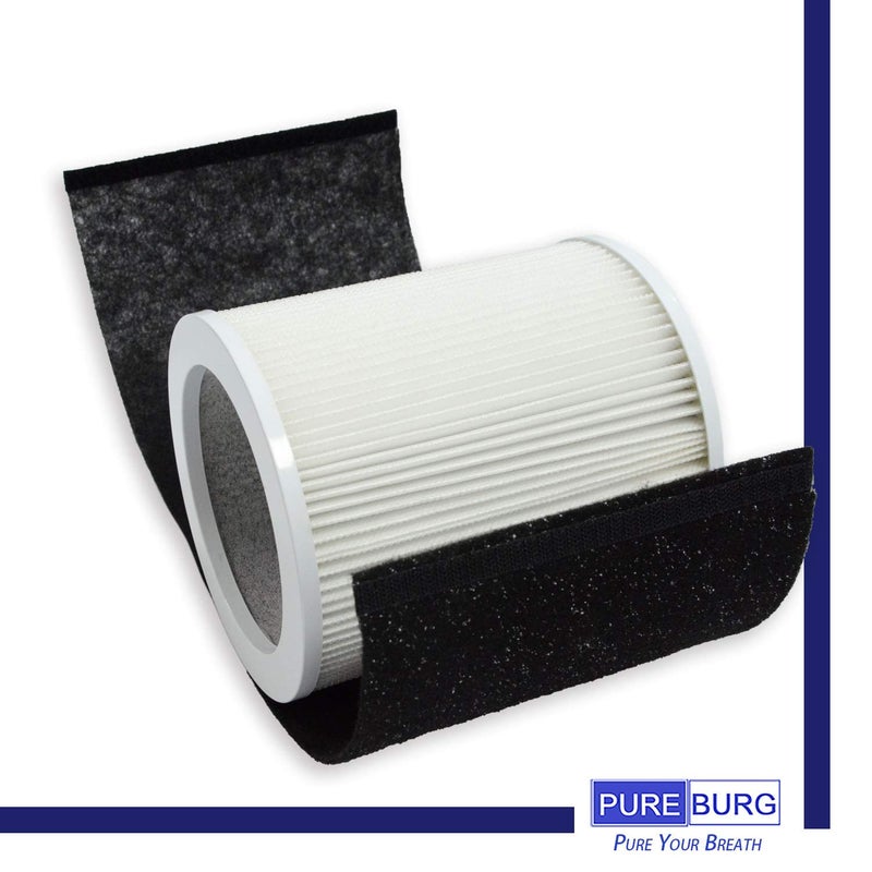 PUREBURG Replacement Filter Set Compatible with Hunter HP400 Cylindrical Tower Air Purifier,H13 True HEPA + 4 x Activated carbon Pre-Filter Air Clean Dust VOCs - Image 4